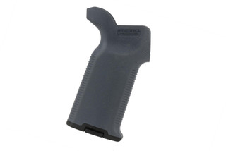 The Magpul MOE K2 Plus stealth grey pistol grip features a rubber overmolded texture